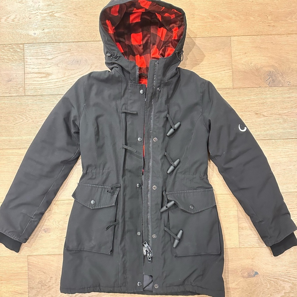 Wuxly Movement Women’s Doe Parka Jacket Black Size Small S Made In Canada